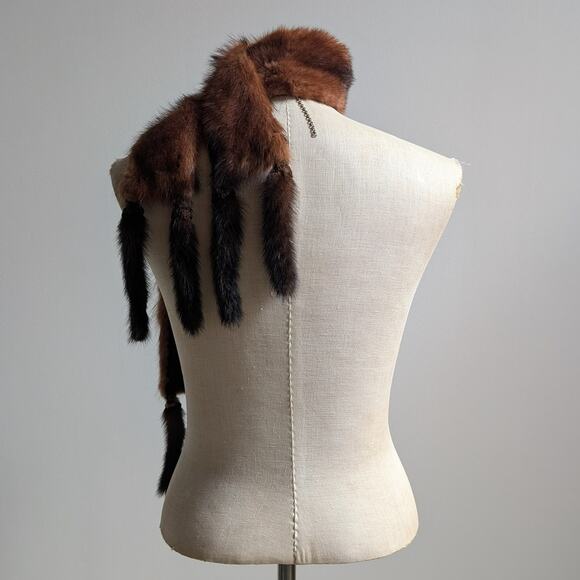 Vintage Red Mink Fur Stole Glam Mobwife Shrug Luxury Scarf Shawl Furry Collar - Picture 3 of 10